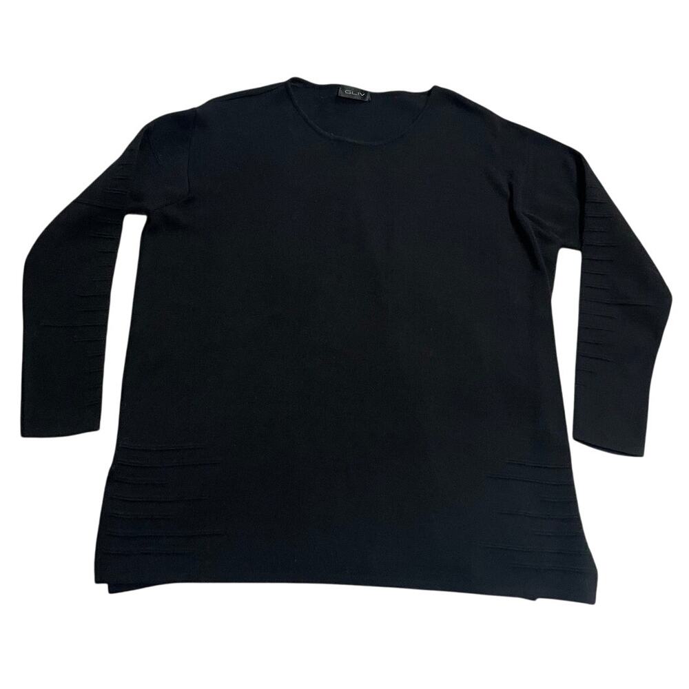 VTG Gliv Merino Wool Sweater Womens Sz XXL Black Italy Minimalist Quiet Luxury